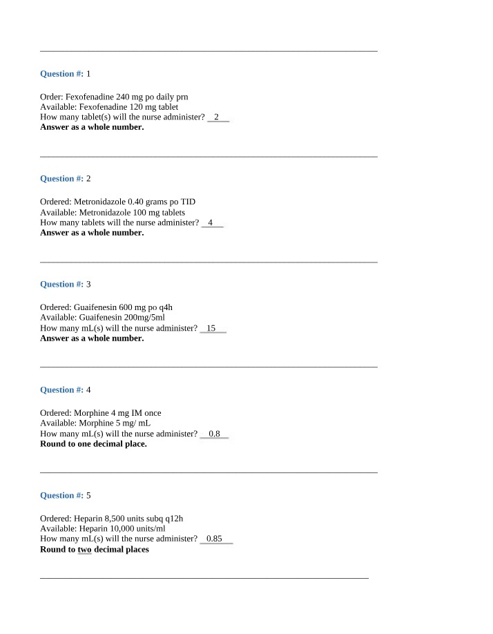 Calculations for Tablets or mL - Medication Administration