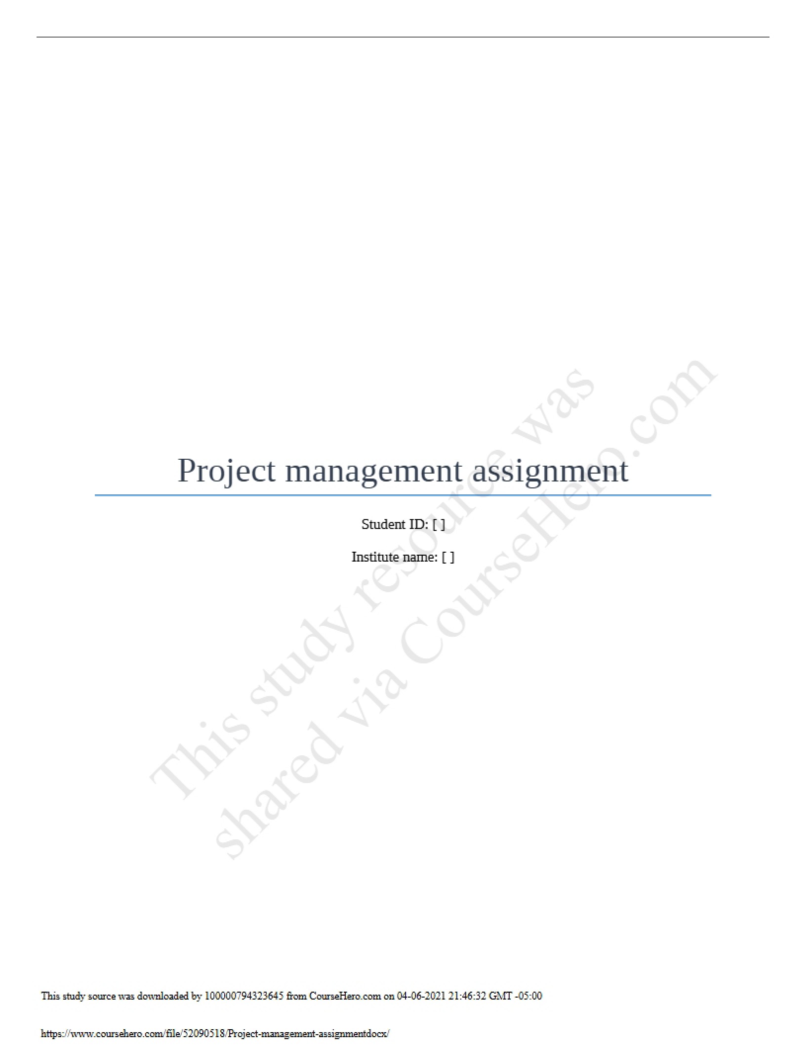 Assignment on Project Management