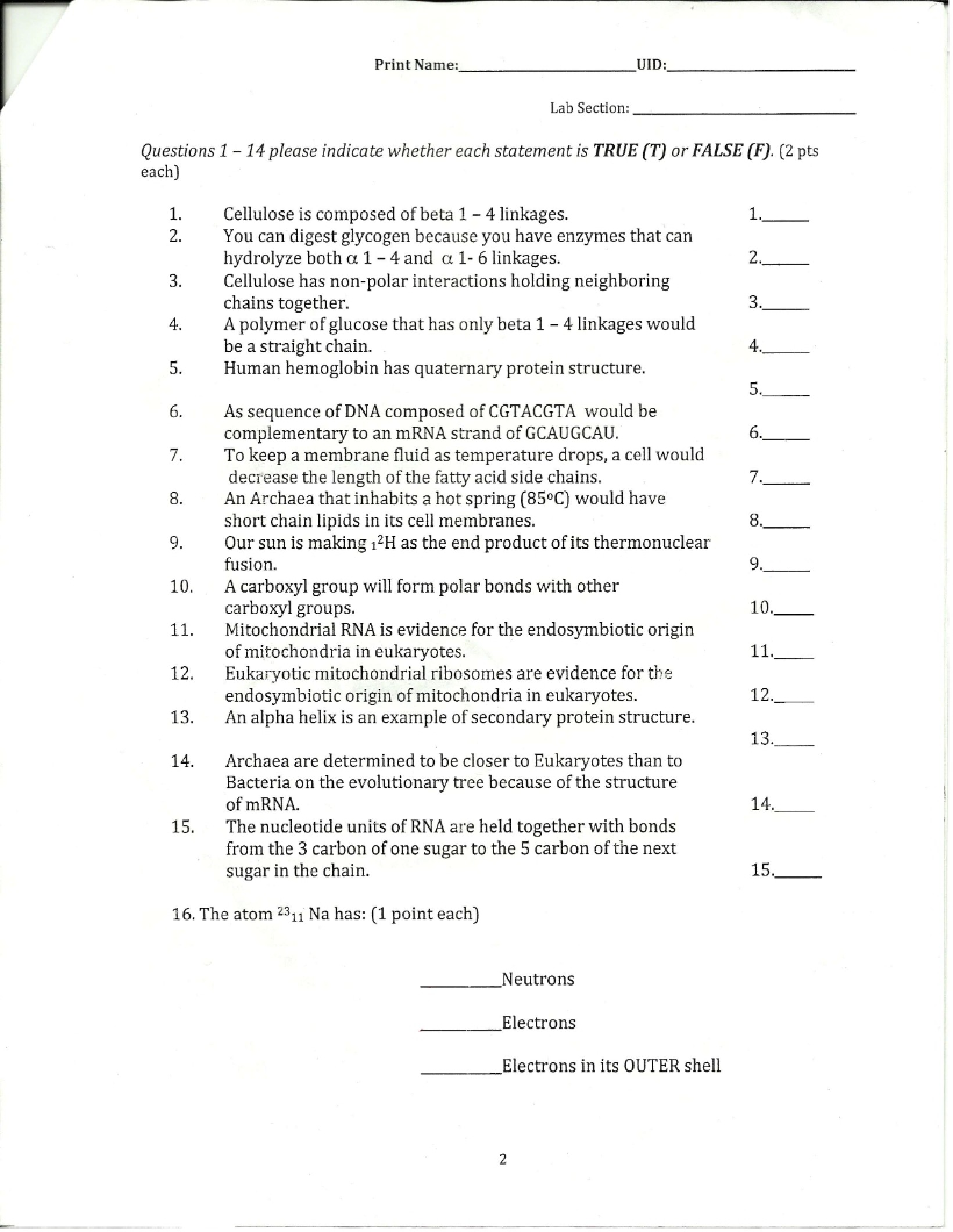 Exam for Practice