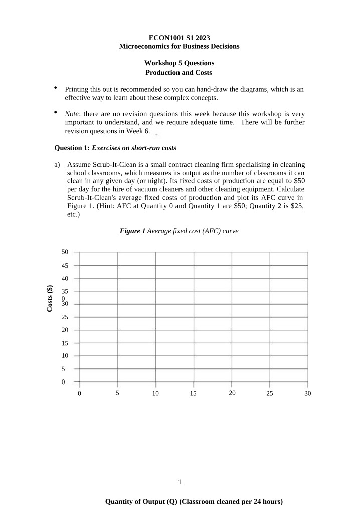Workshop 5 Questions for ECON1001