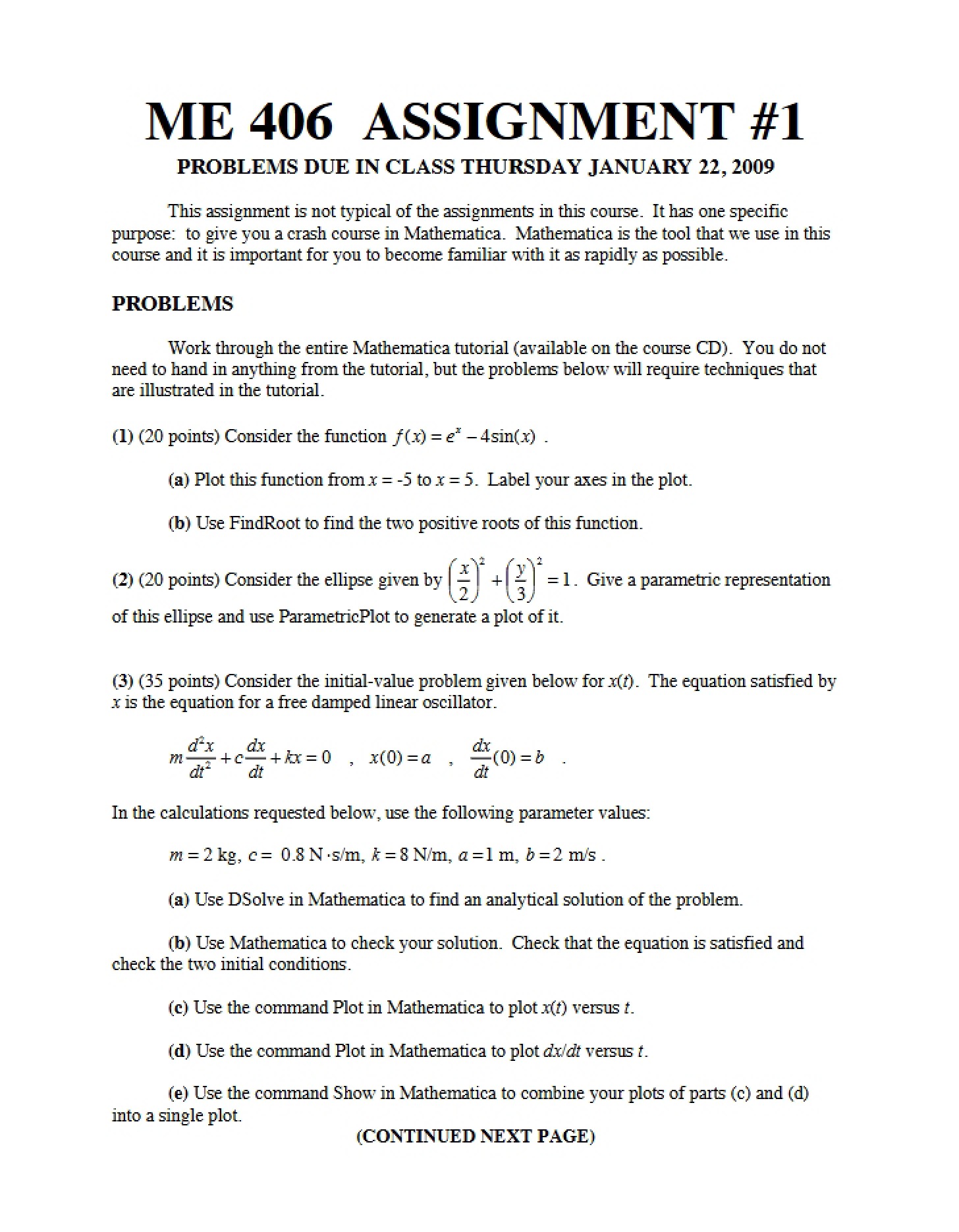 Assignment 01 (ME 406)