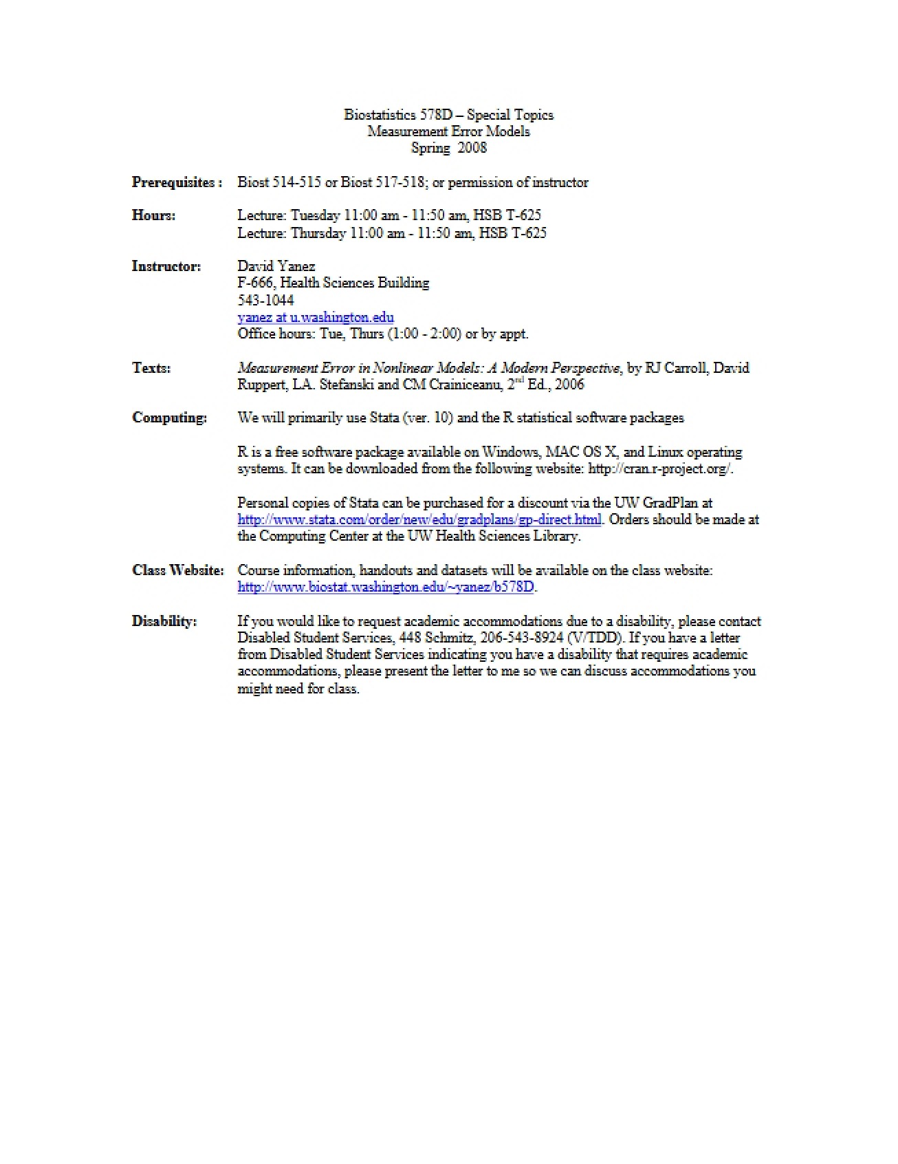 Course Syllabus