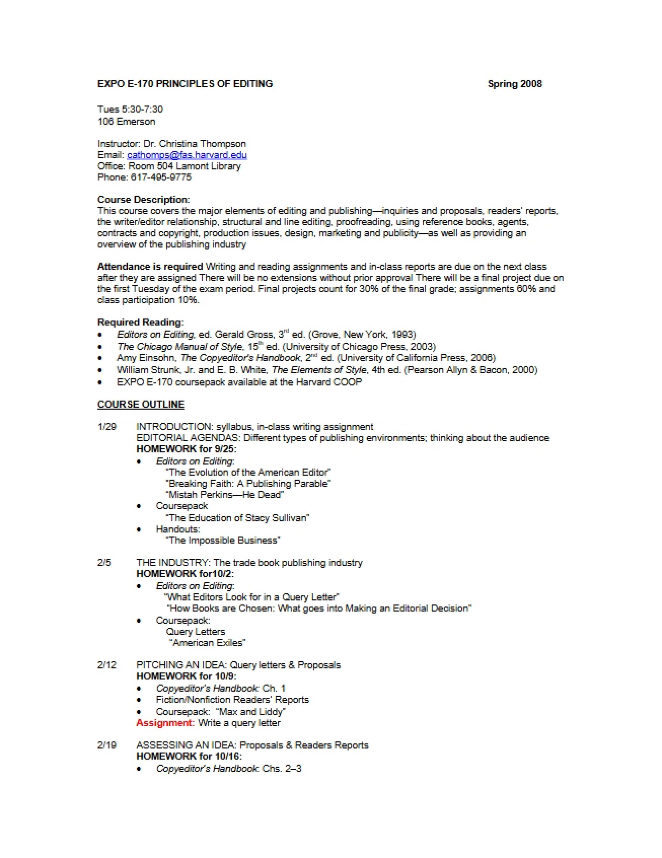 Professional Editing Principles Syllabus
