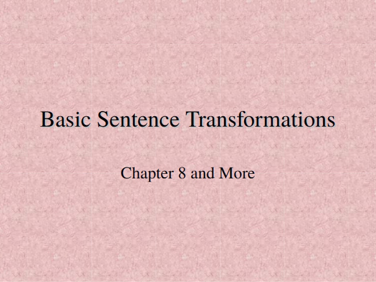 Analysis of Grammatical Transformations