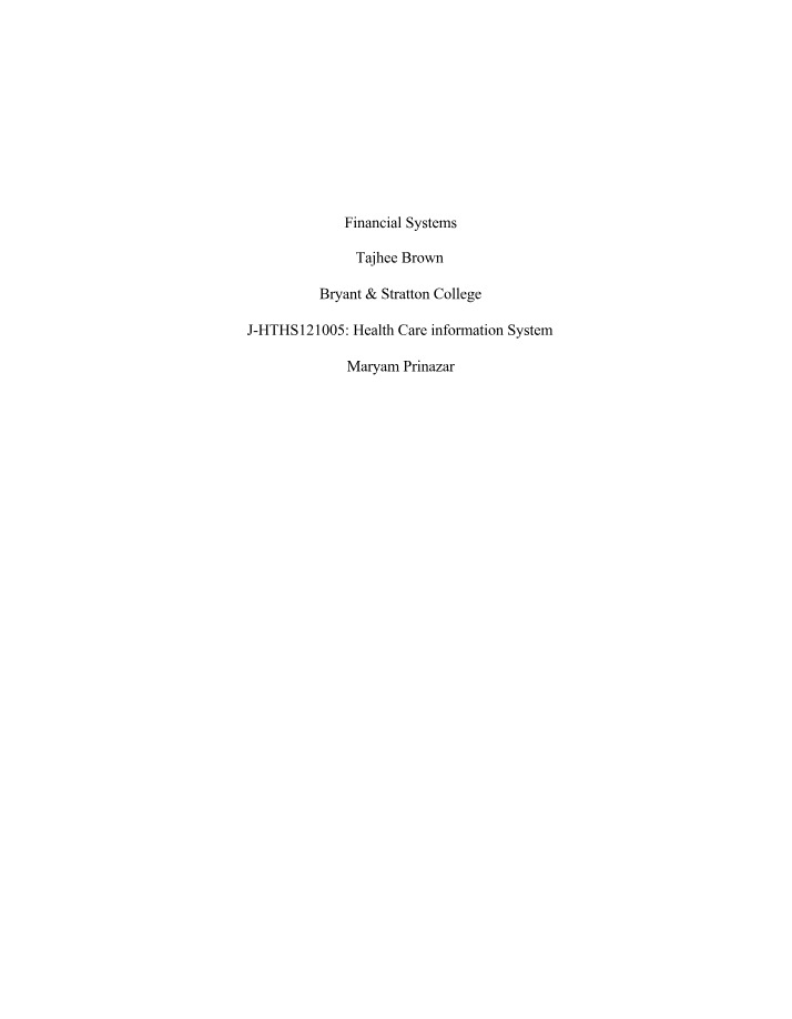 Portfolio Project - Financial Systems