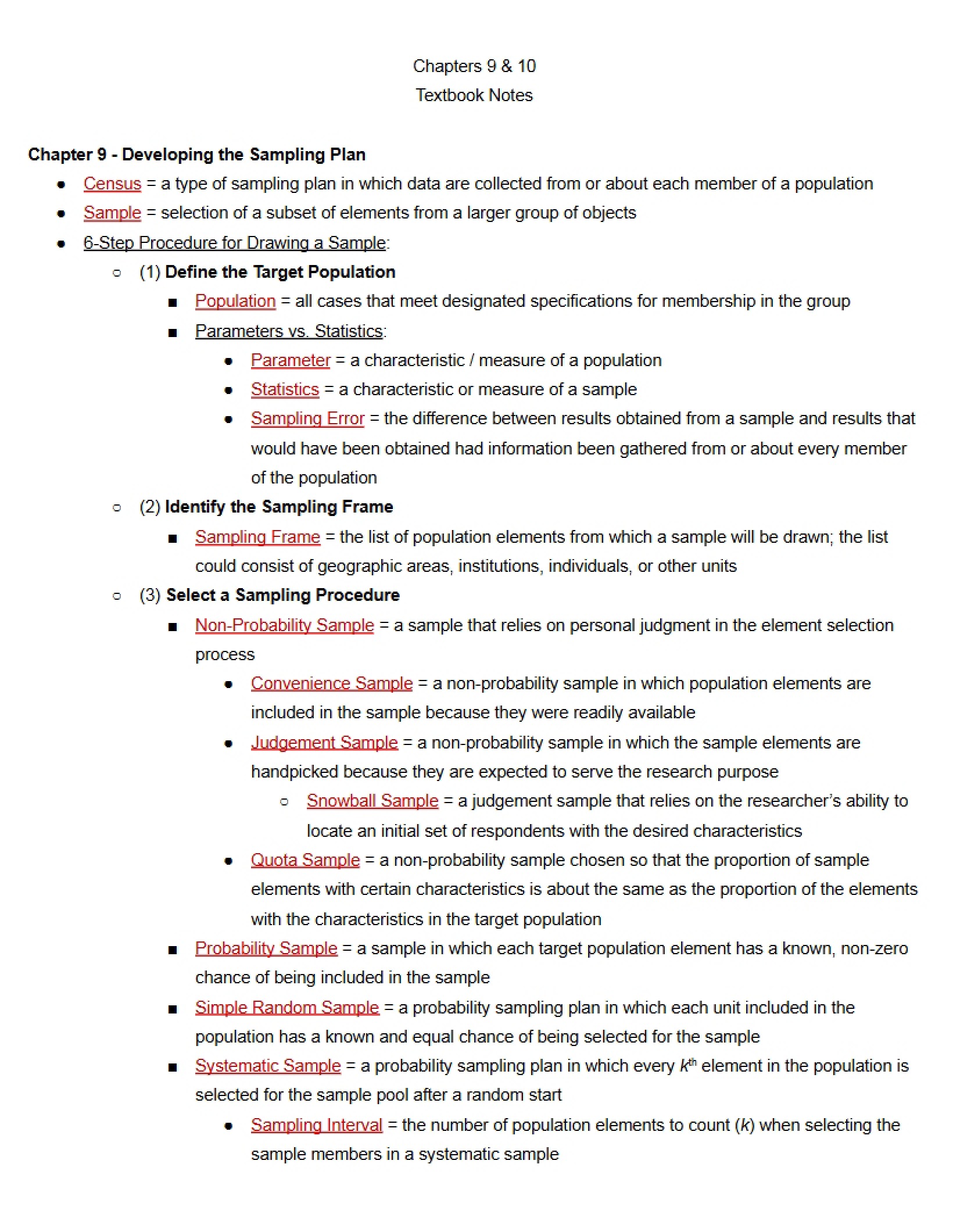 Textbook Notes for Week Nine