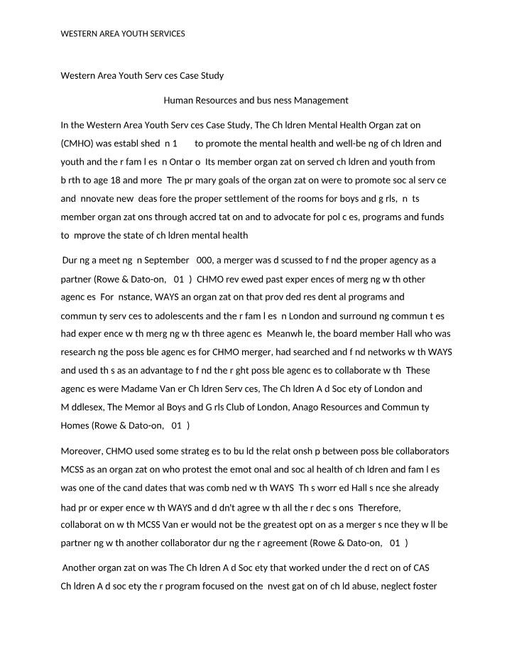 Western Area Youth Services Case Study - Merging Strategies