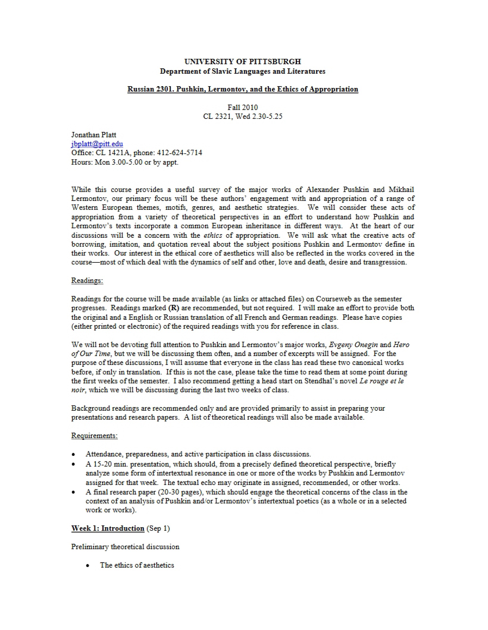 Pushkin, Lermontov, and Appropriation Ethics