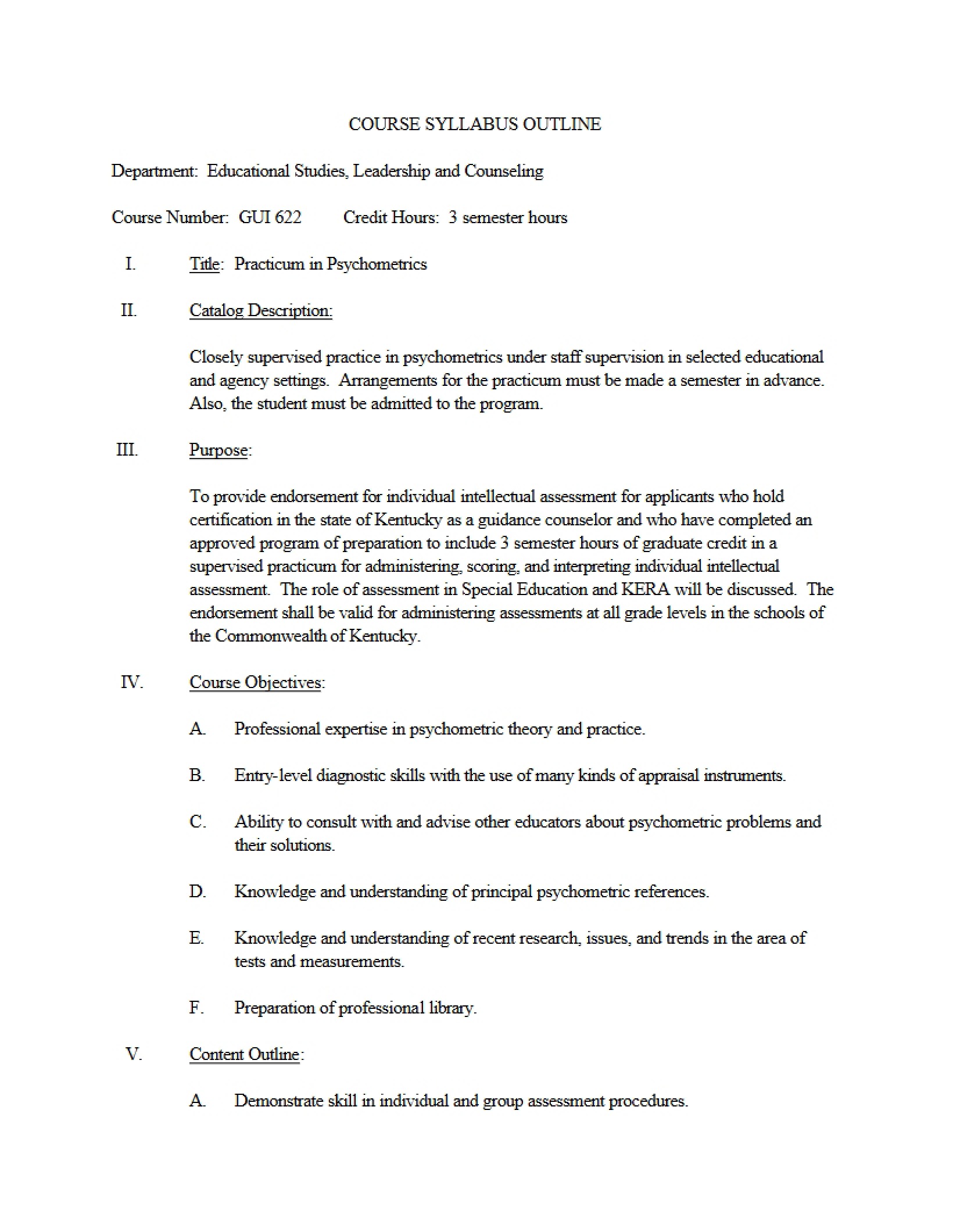 Syllabus - 4 Pages