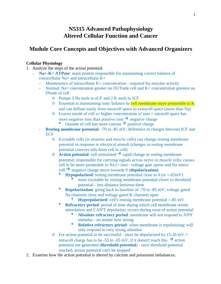 Action Potential Alterations in Cellular Function