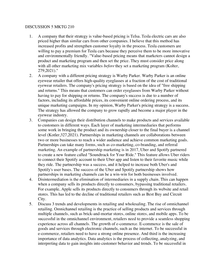 MKTG 210 Discussion 5