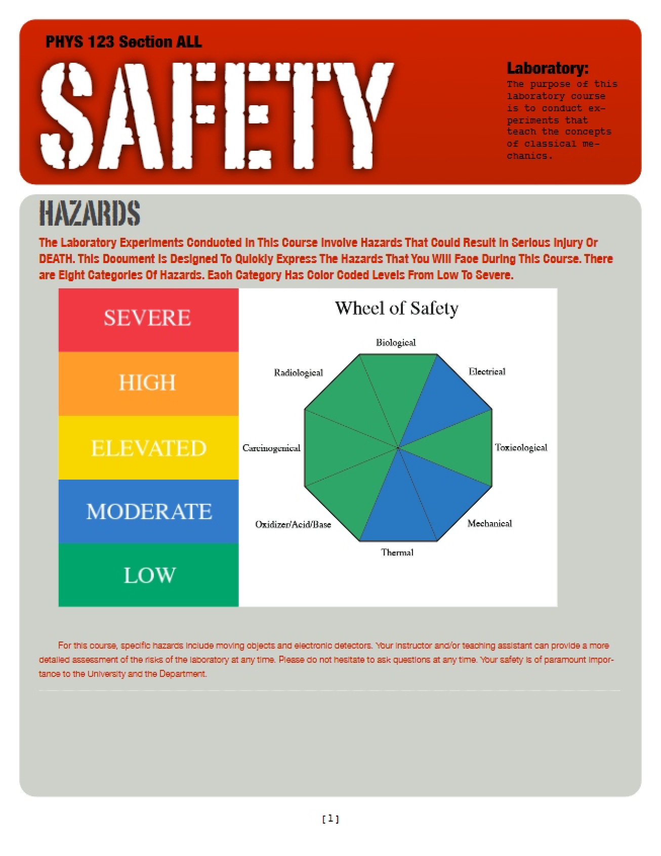 General Physics Mechanics Safety Protocol