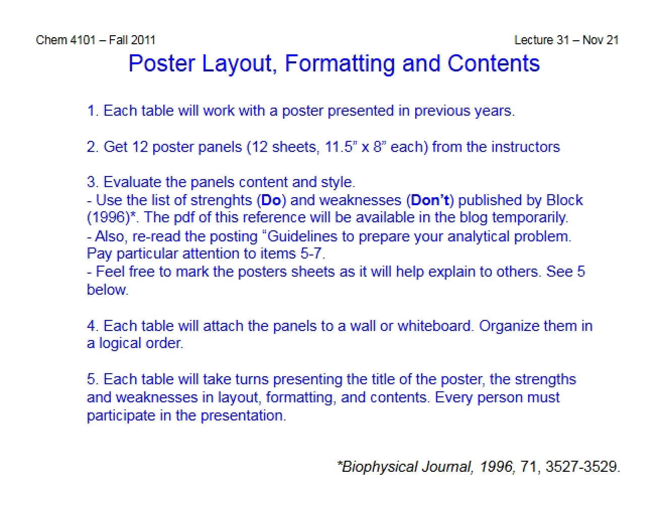 Poster Lecture for Chem 4101