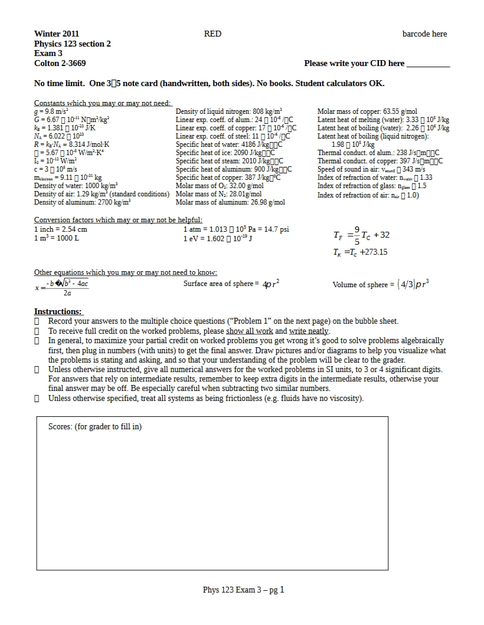 Physics Exam 2