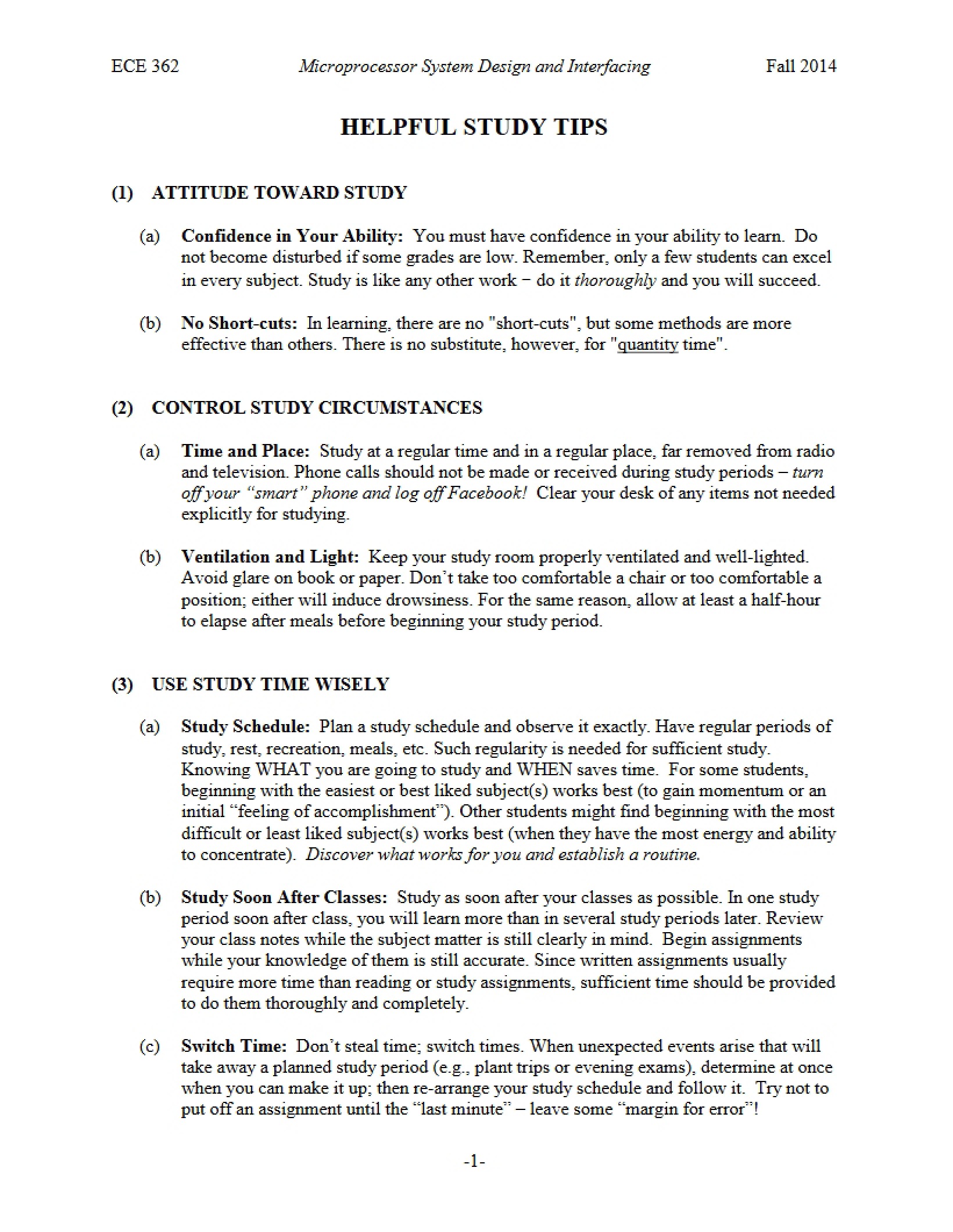 Useful Tips for Studying