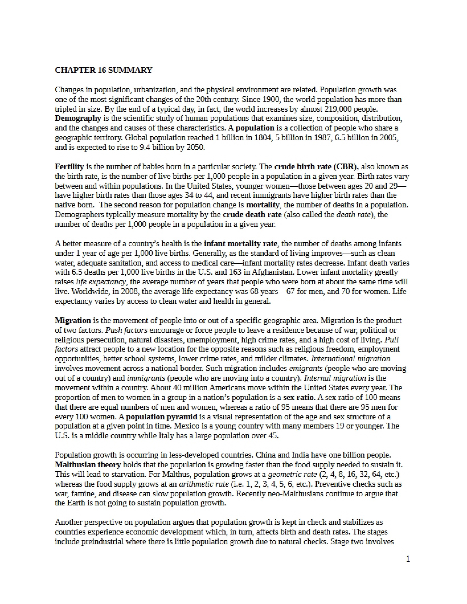 Notes for Sociology - SOC 1