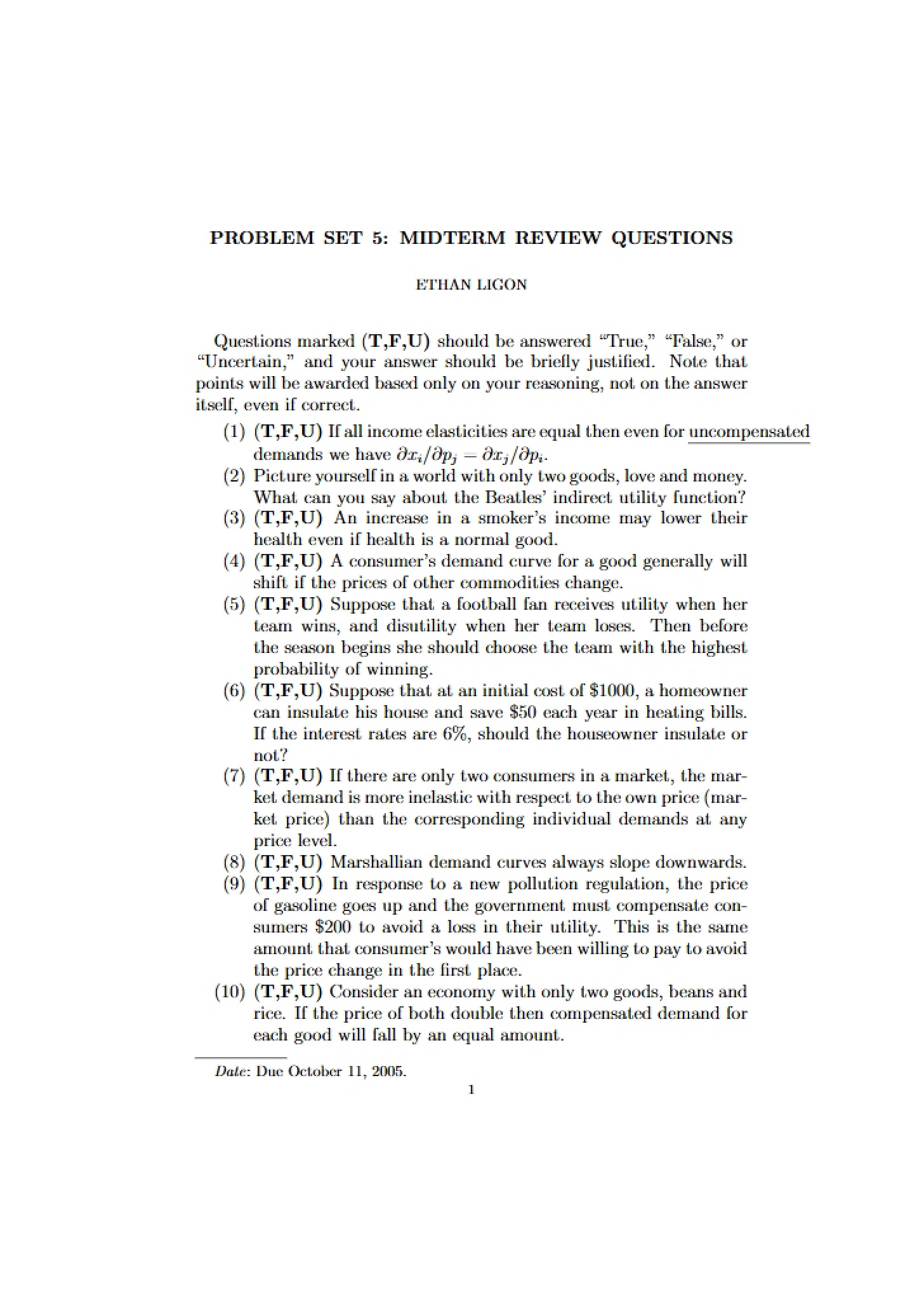 Questions for Midterm Review