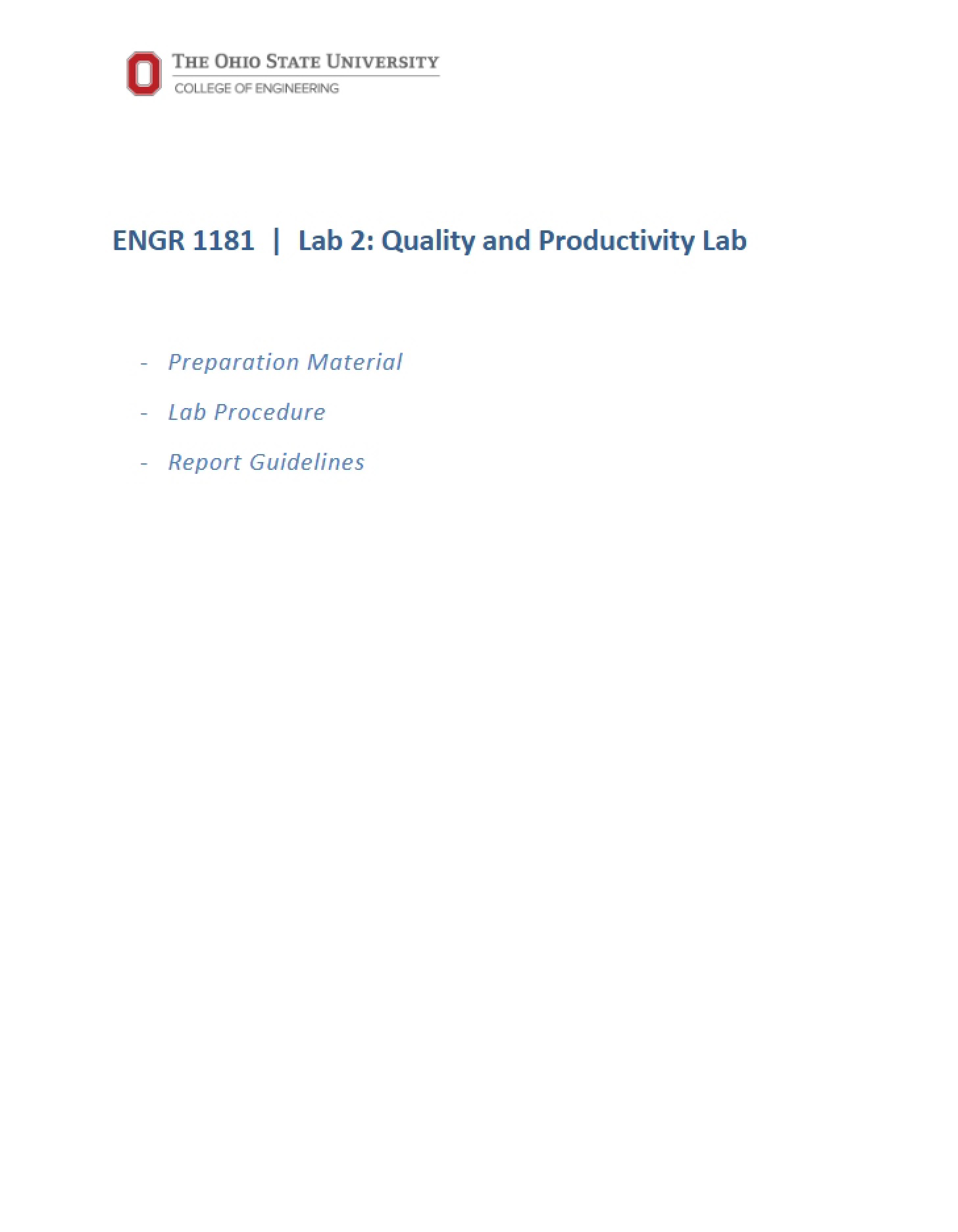 Laboratory 2 Productivity and Quality