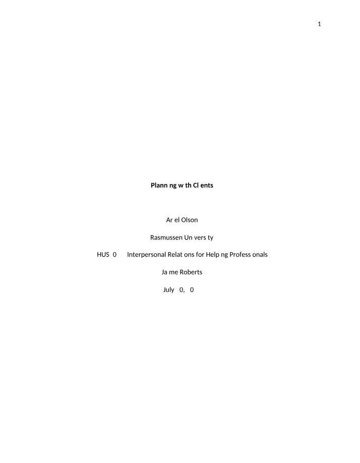HUS3025 - Planning Assignment