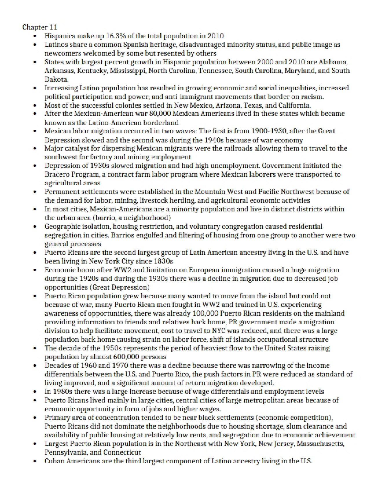 Geographies of the US Chapter Eleven Notes