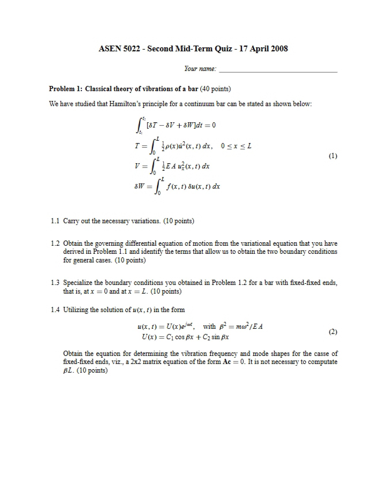 Second Mid-Term Quiz