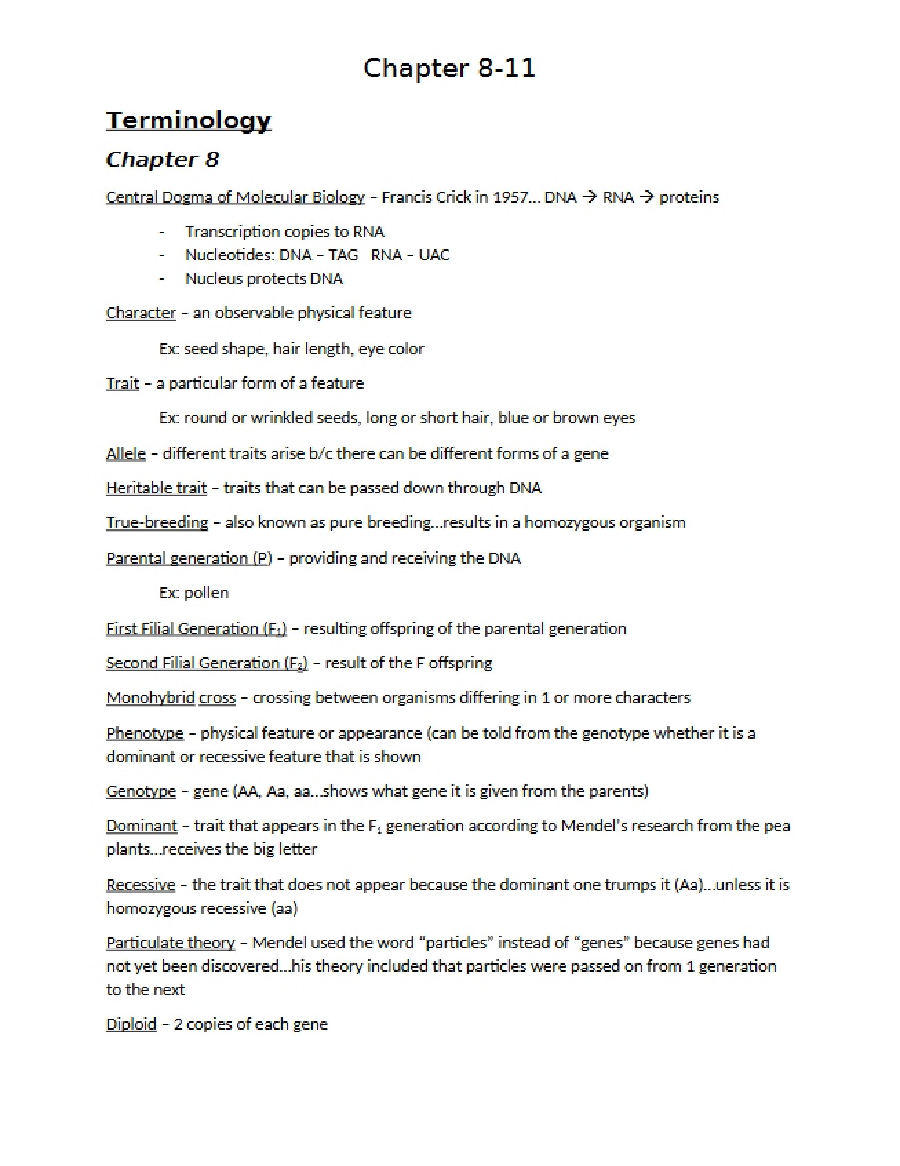 Principles of Biology II Key Terms
