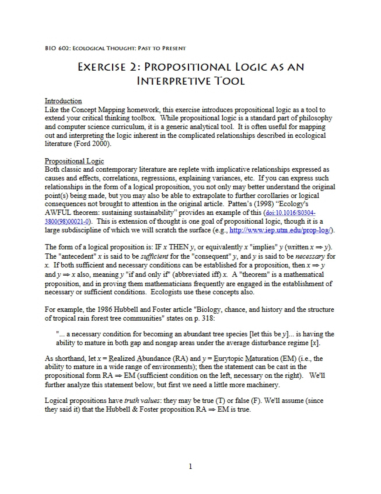 Interpretive Tool Propositional Logic