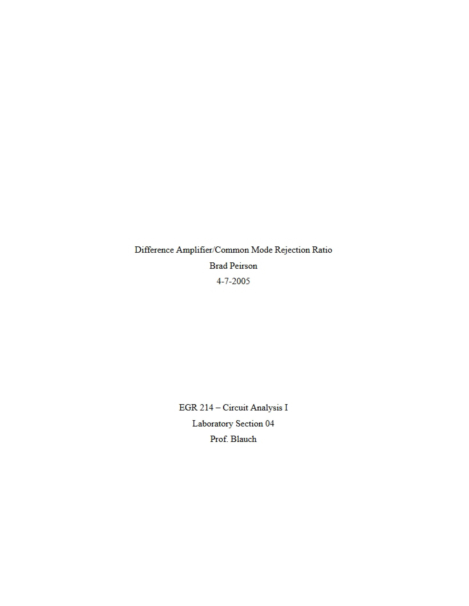 Introduction to Circuit Analysis I