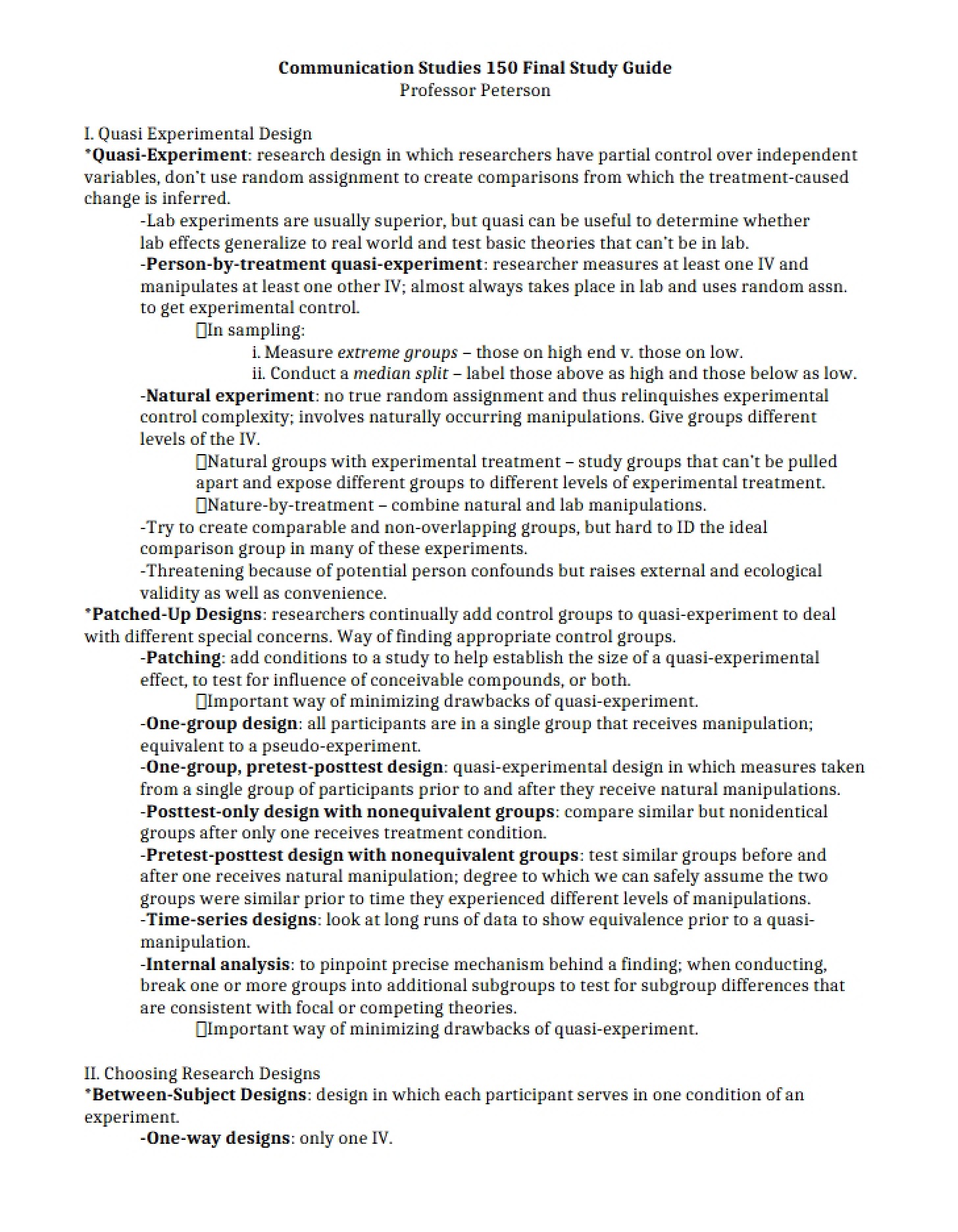 Guide for Final Study