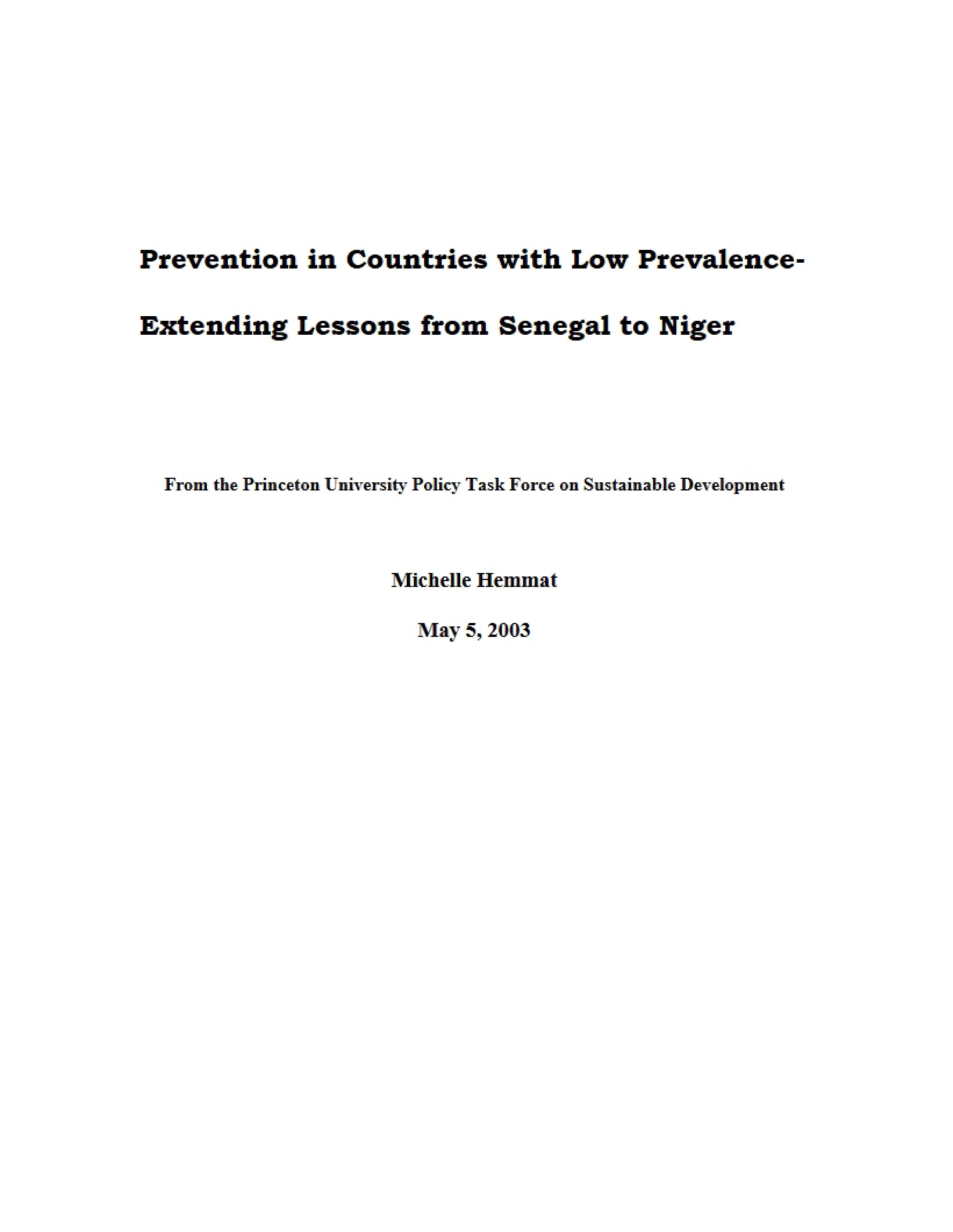 Low Prevalence Countries Prevention