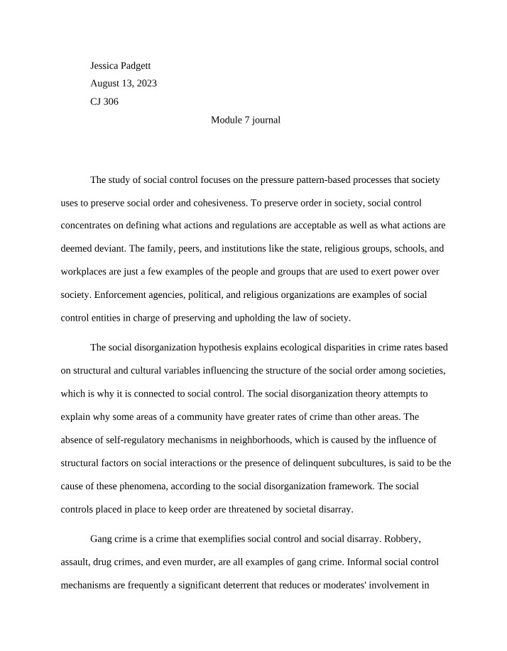 CJ306 - Module 7 Journal