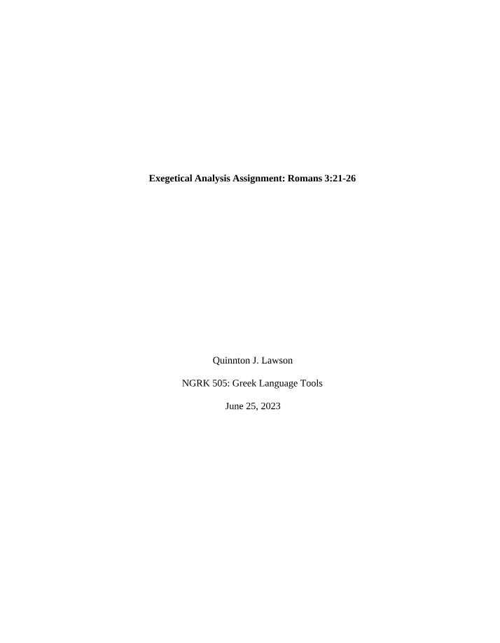 NGRK505 - Exegetical Analysis Assignment