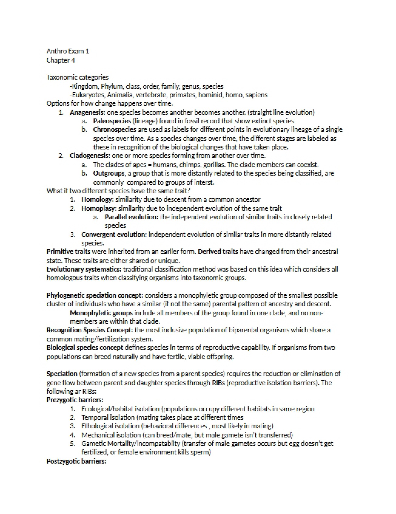 Exam 1 Review Chapter 4