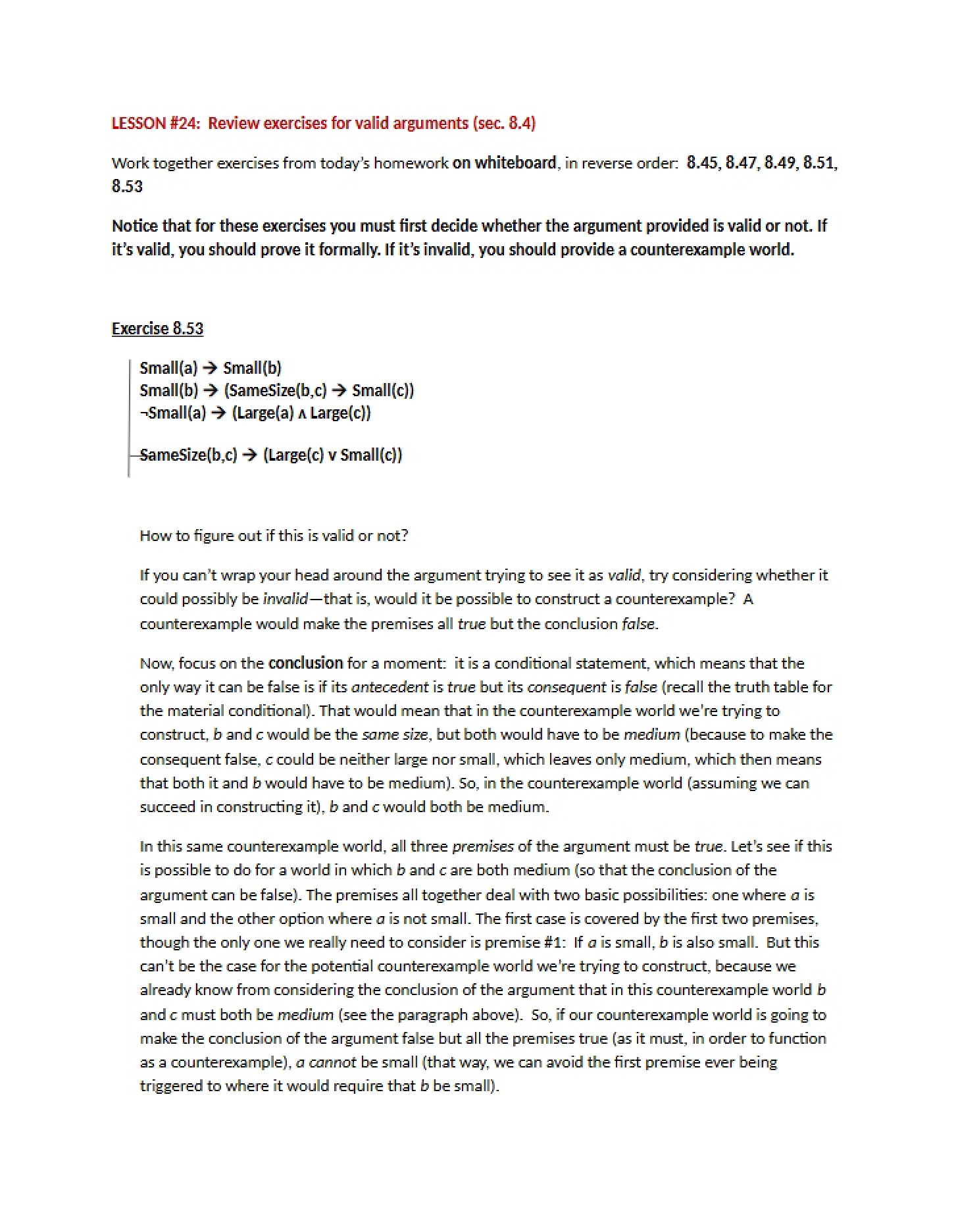 Lesson Twenty-Four Lecture Notes