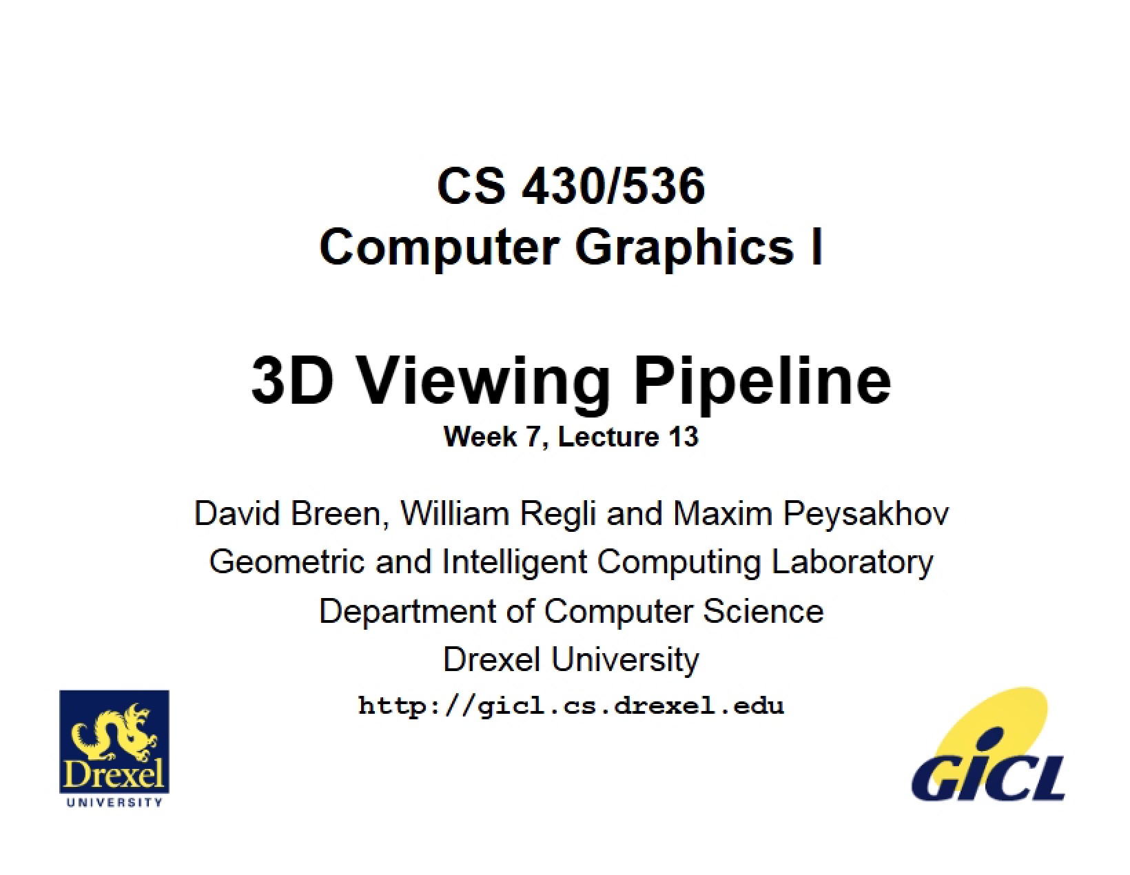 Lecture 13 3D Viewing Math