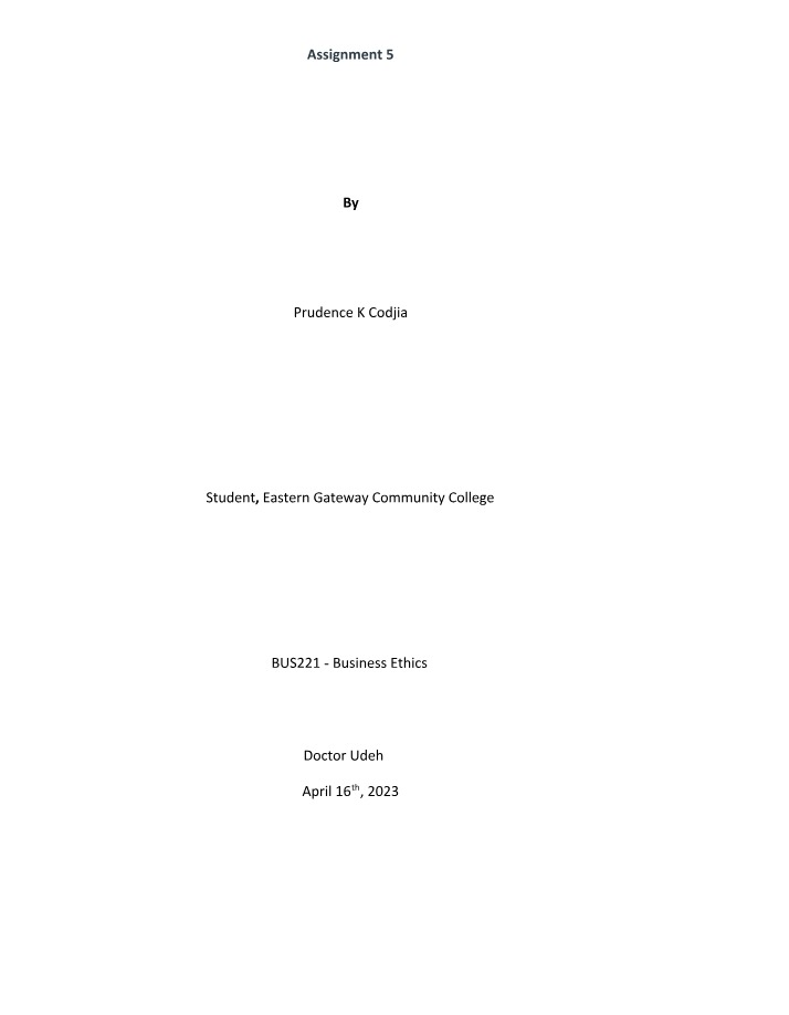 Chapter 5 Assignment