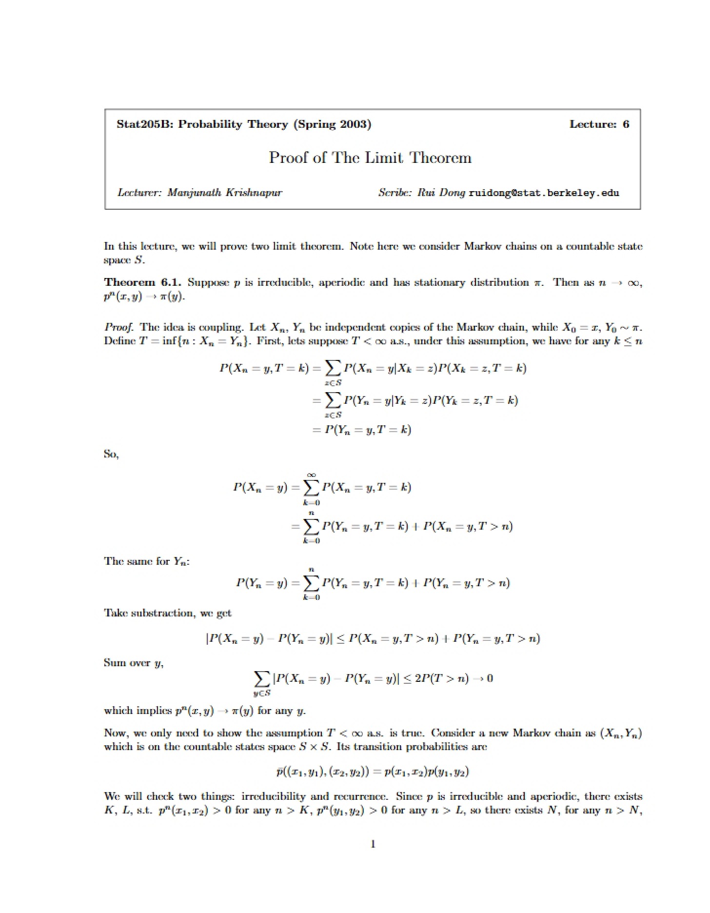 Limit Theorem Proof