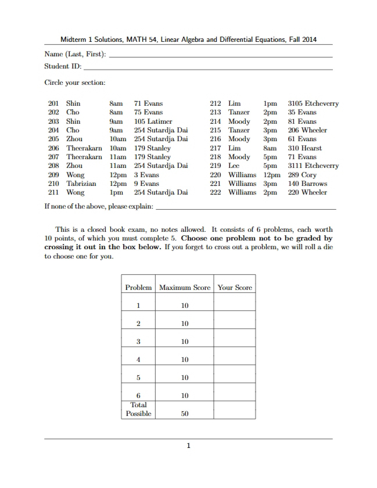 Midterm One Assessment