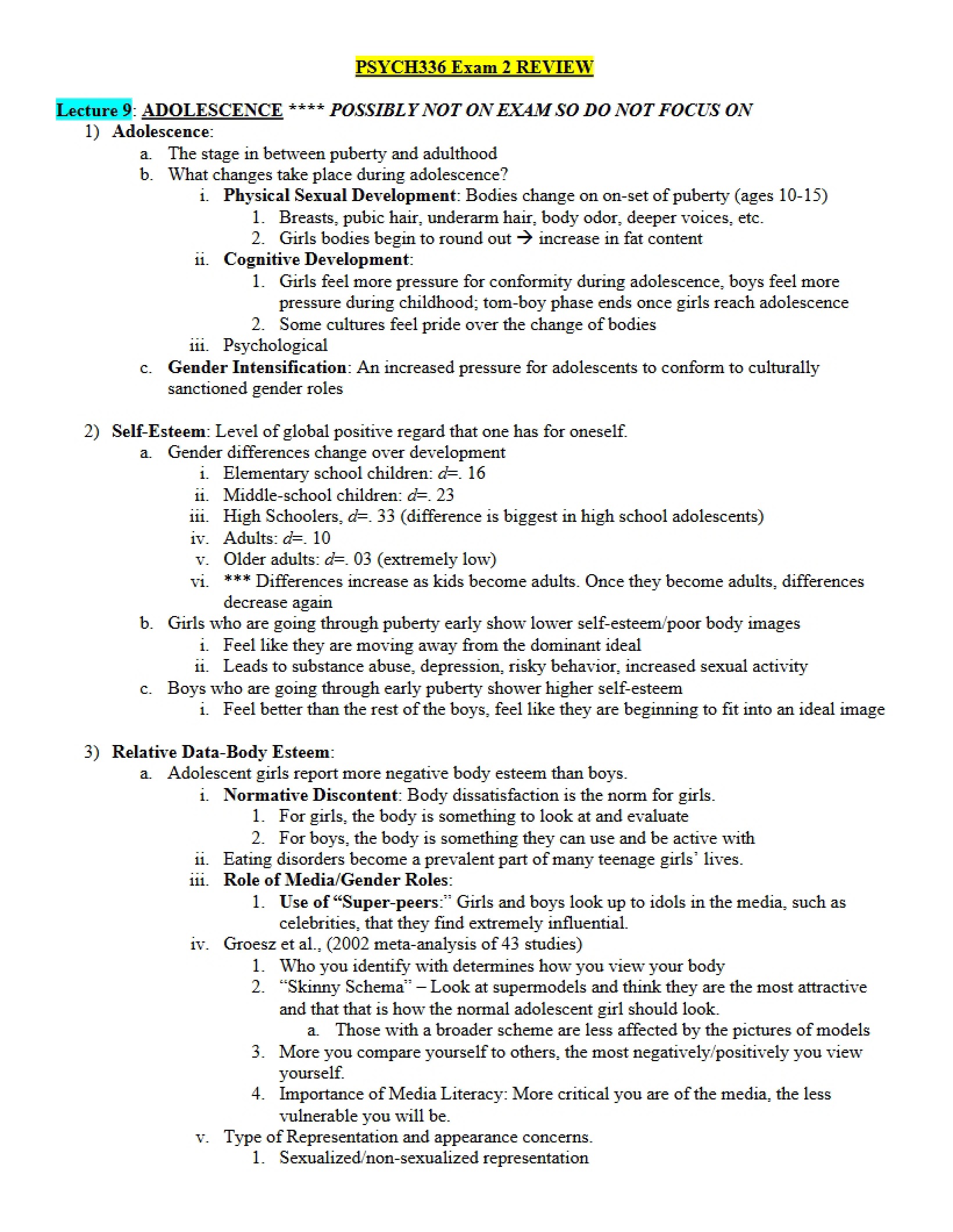 Adolescence Lecture 9