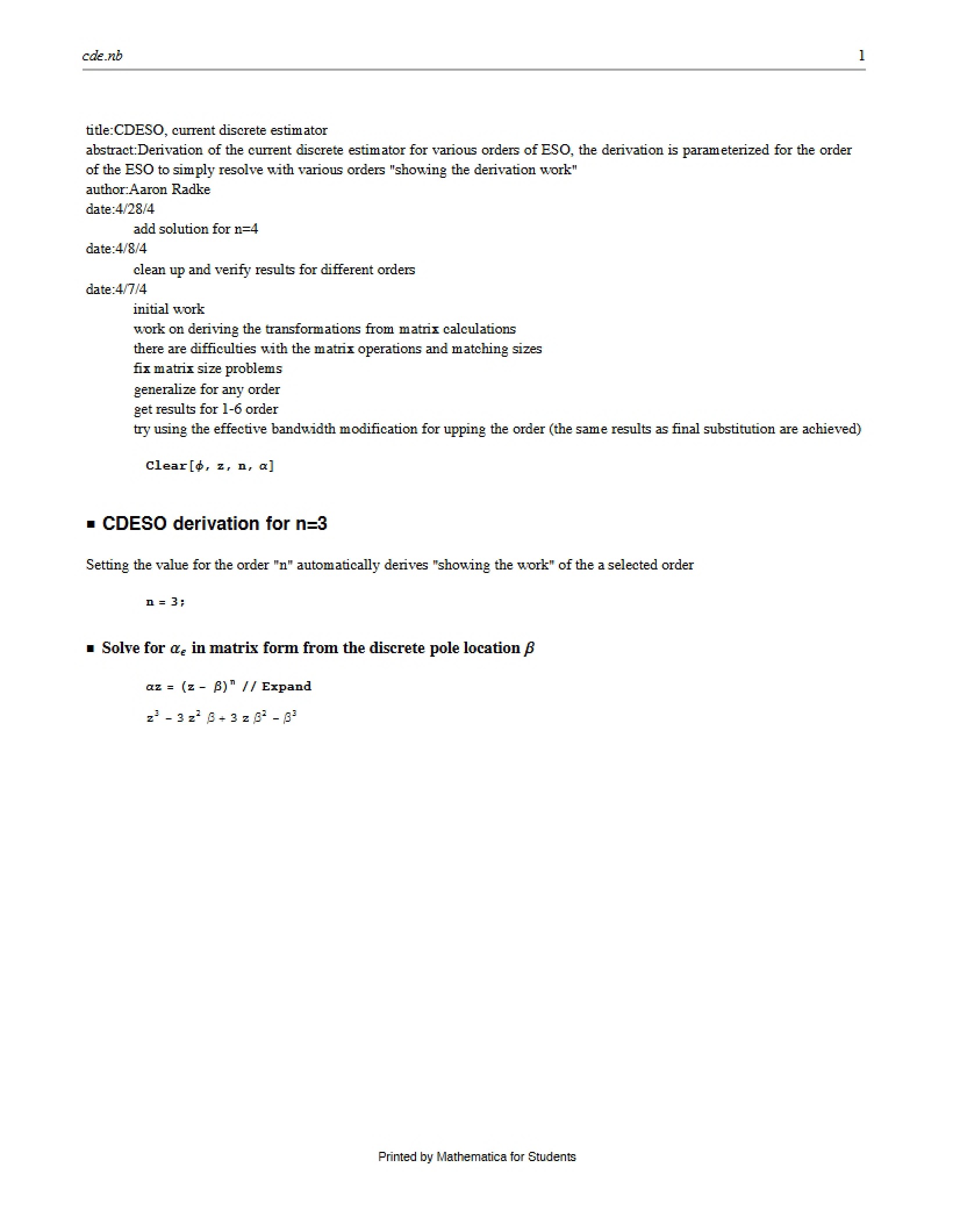 Discrete Estimator of Current