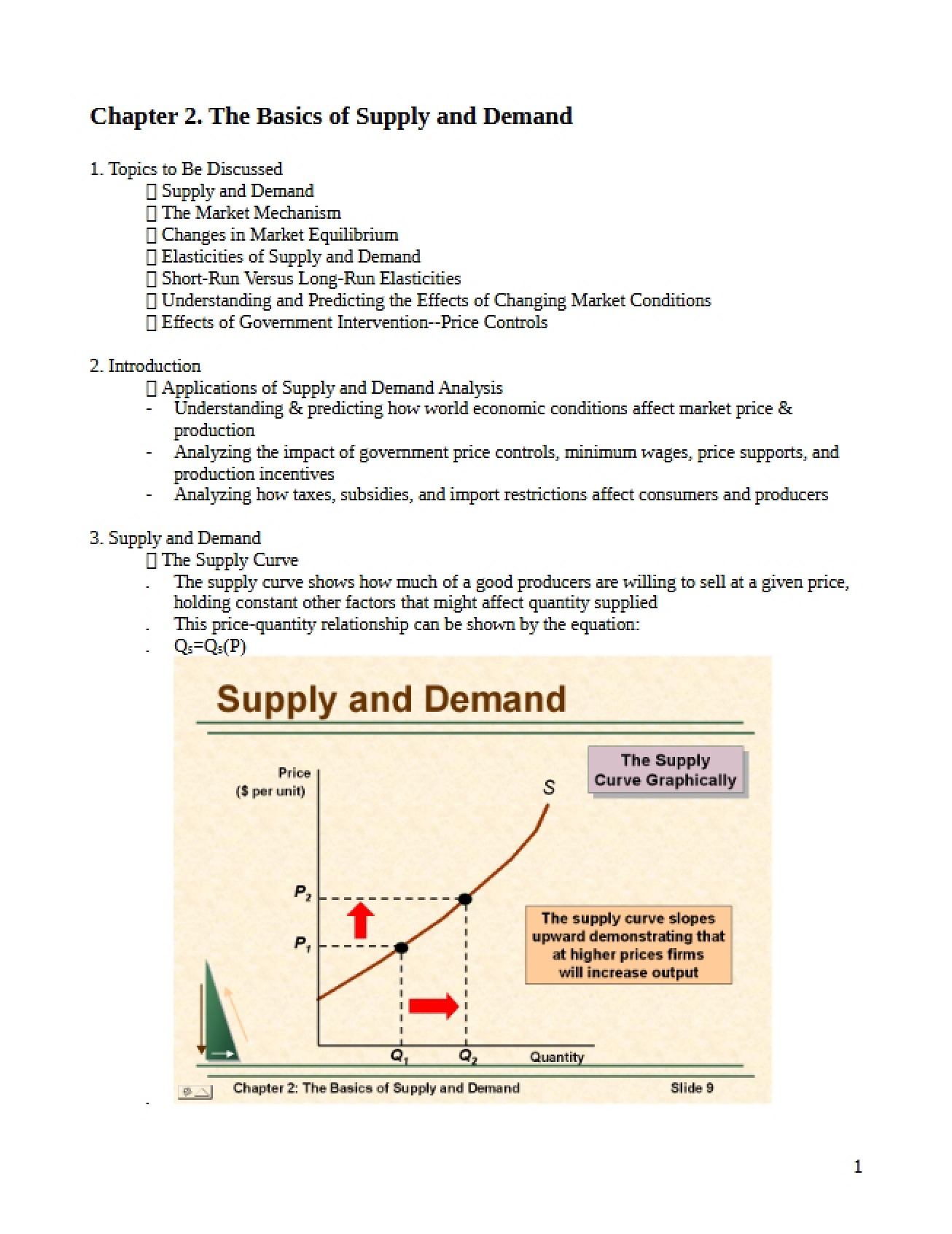 Supply and Demand Basics (Ch 2)