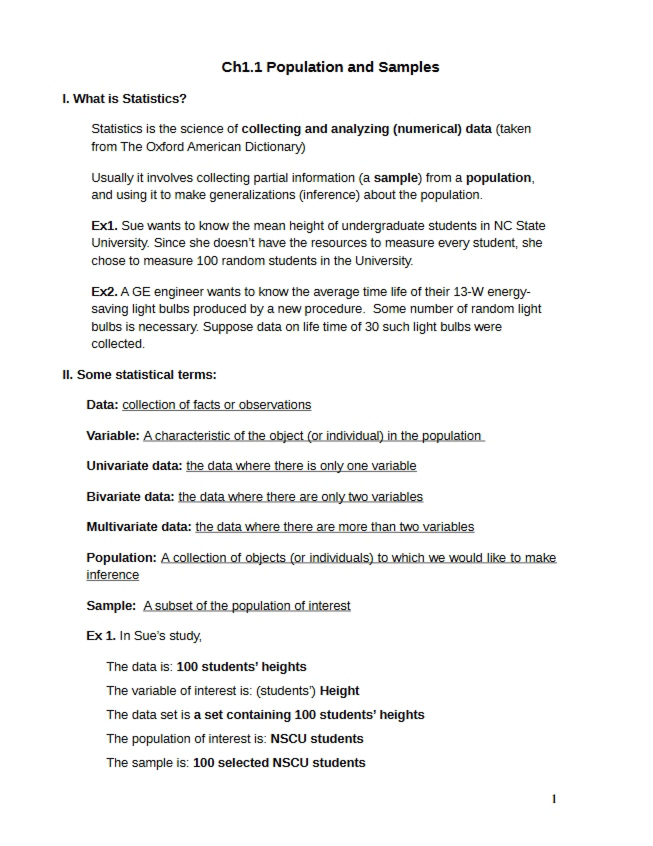 Samples and Populations