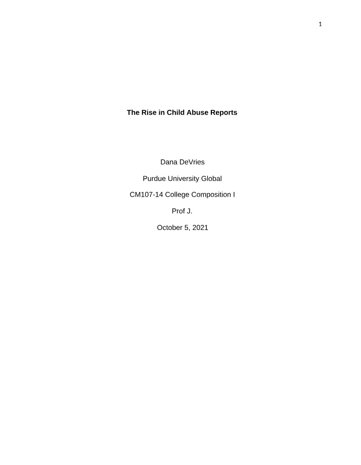 Assignment - The Rise in Child Abuse Reports