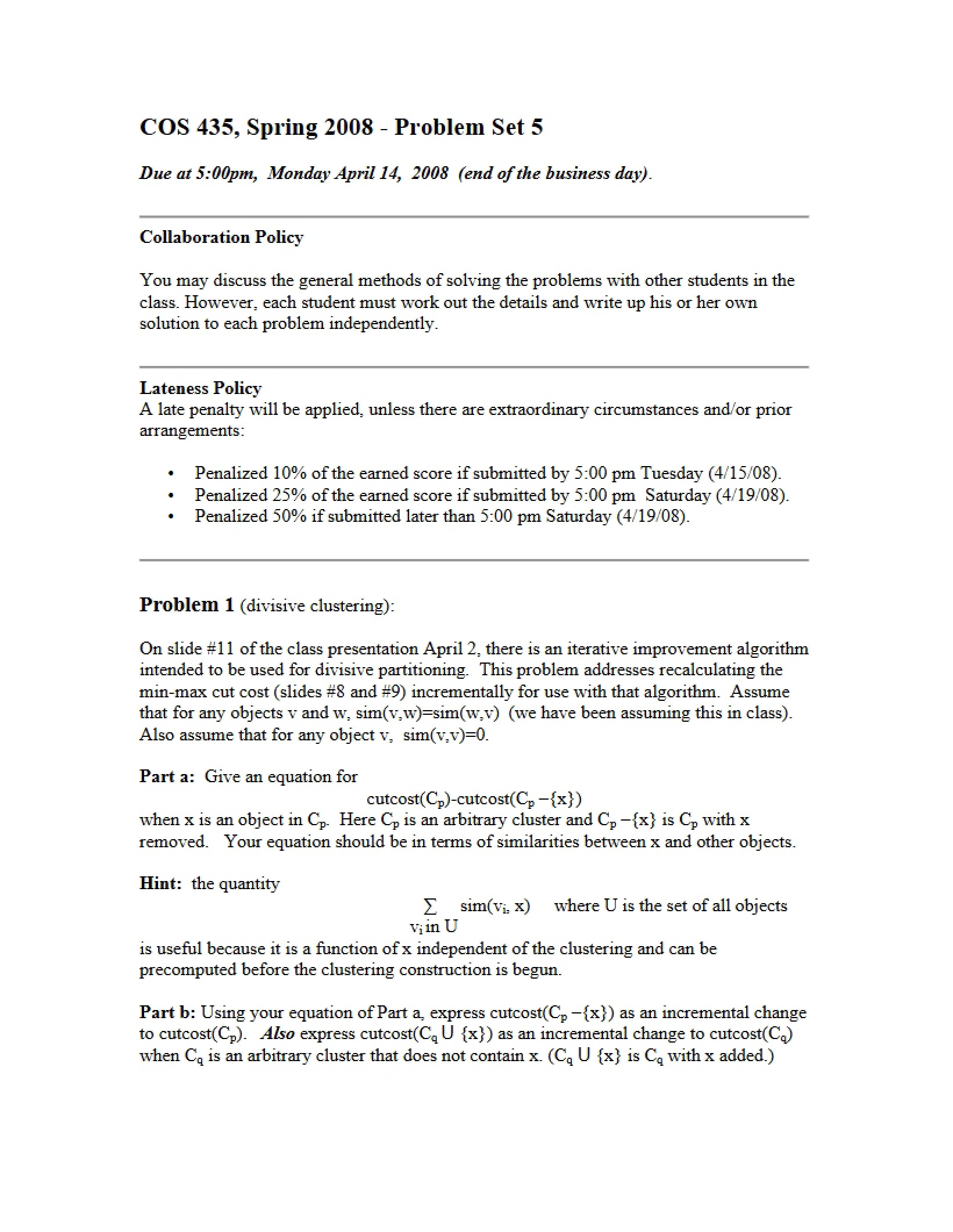 Problem Set Five