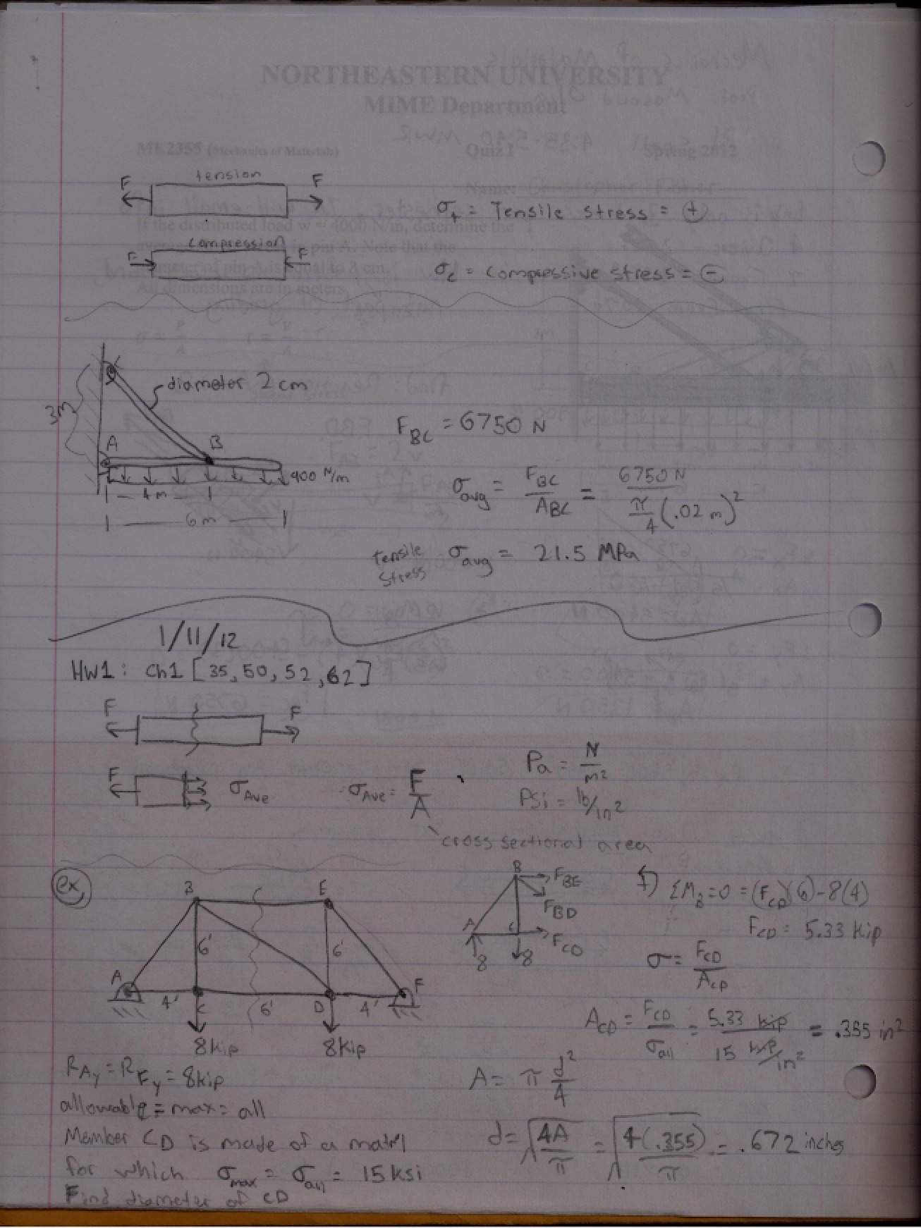 Course Notes Mechanics of Materials