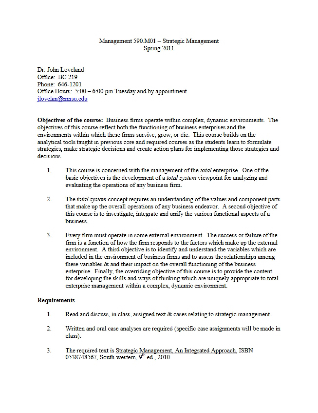 MGT 590 Strategic Management Syllabus