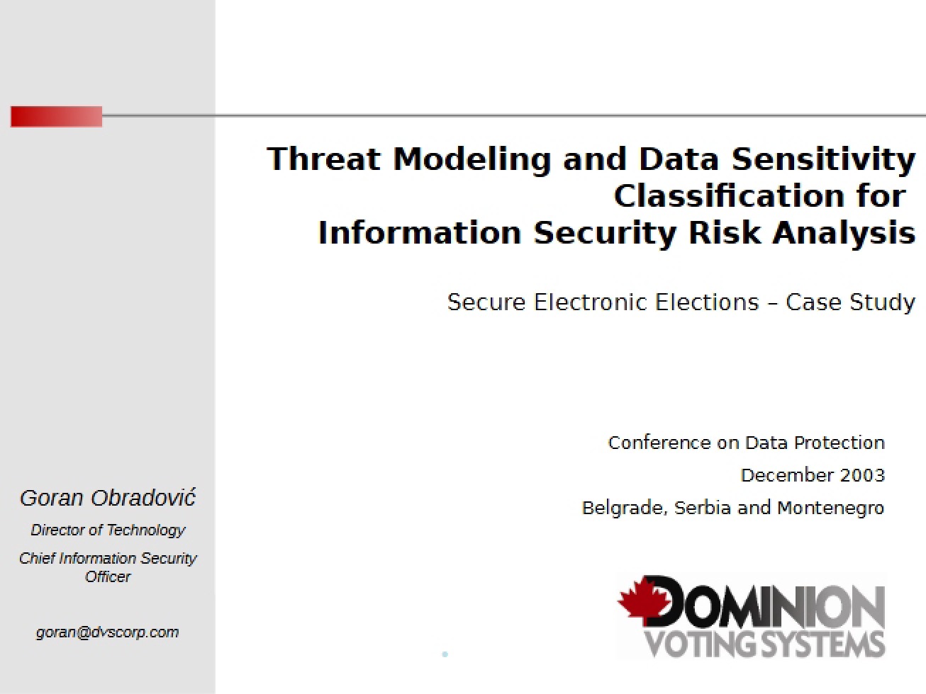 Data Sensitivity and Threat Modeling