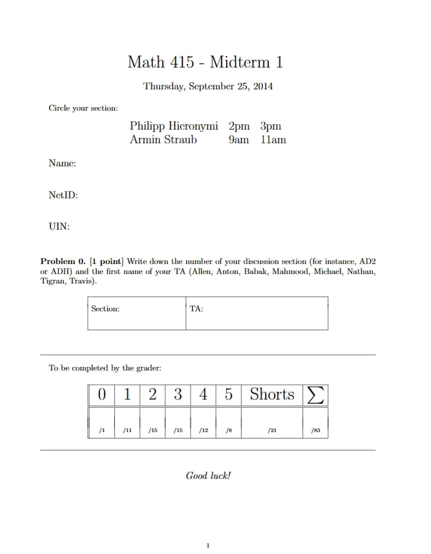 Soln Midterm 1