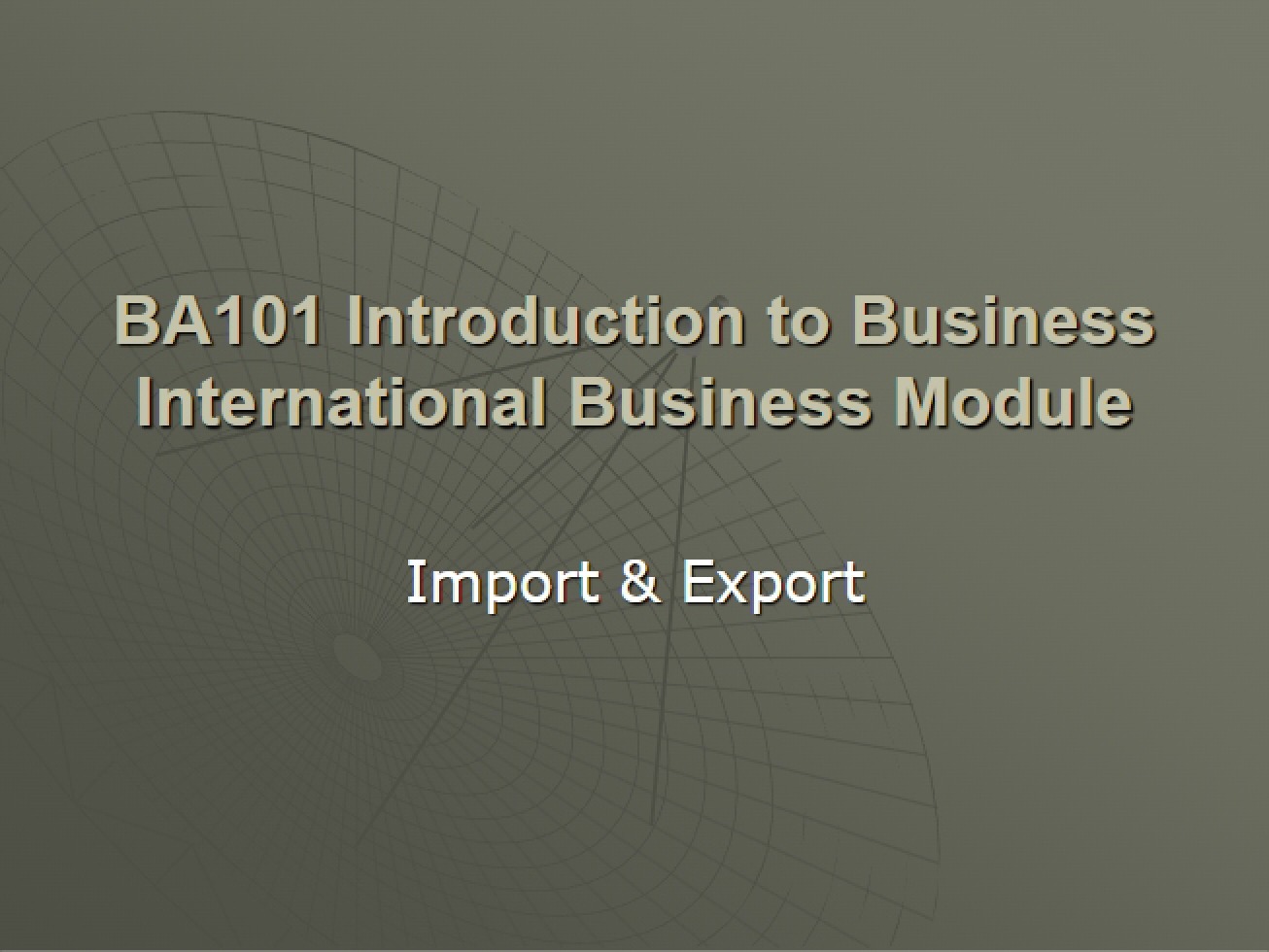 Introduction to Exporting and Importing