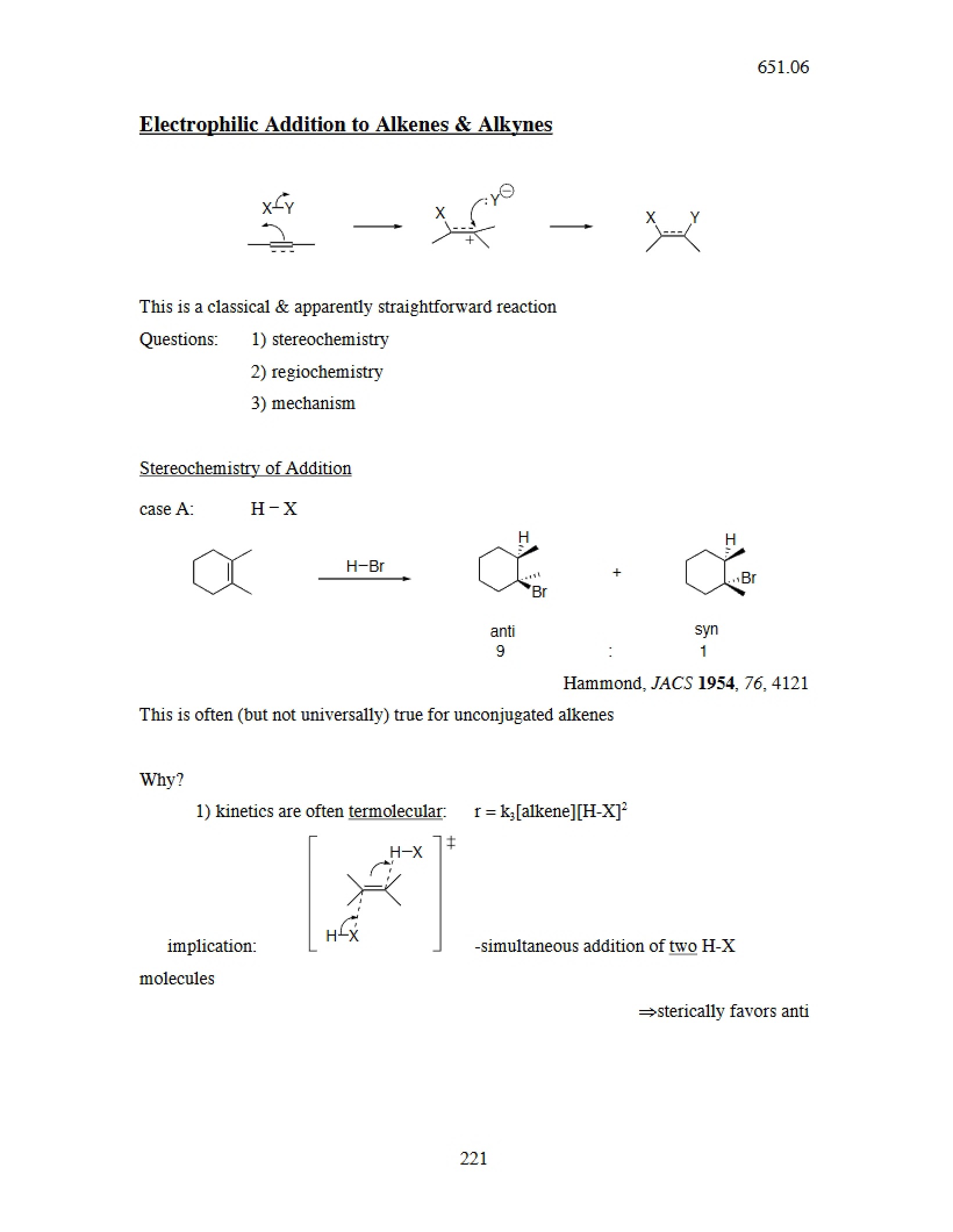 Alkynes and Alkenes Electrophilic Addition